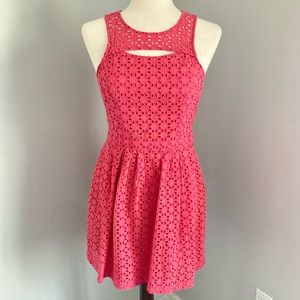 Alex and Alex Sleeveless Coral Pink Eyelet Fit and Flare Dress